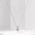 925 Sterling Silver Real Moissanite Round Halo Pendant Necklace Women Gift