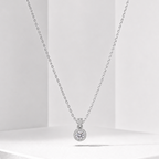 925 Sterling Silver Real Moissanite Round Halo Pendant Necklace Women Gift