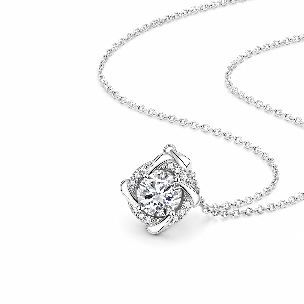 925 Sterling Silver 1CT D VVS1 Moissanite Dancing Pendant Necklace Women Gift