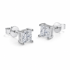 Princess Cut Moissanite Stud Earrings – 925 Sterling Silver D Color VVS1