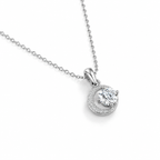 925 Sterling Silver D Color Moissanite Moon Halo Pendant Necklace Women Gift