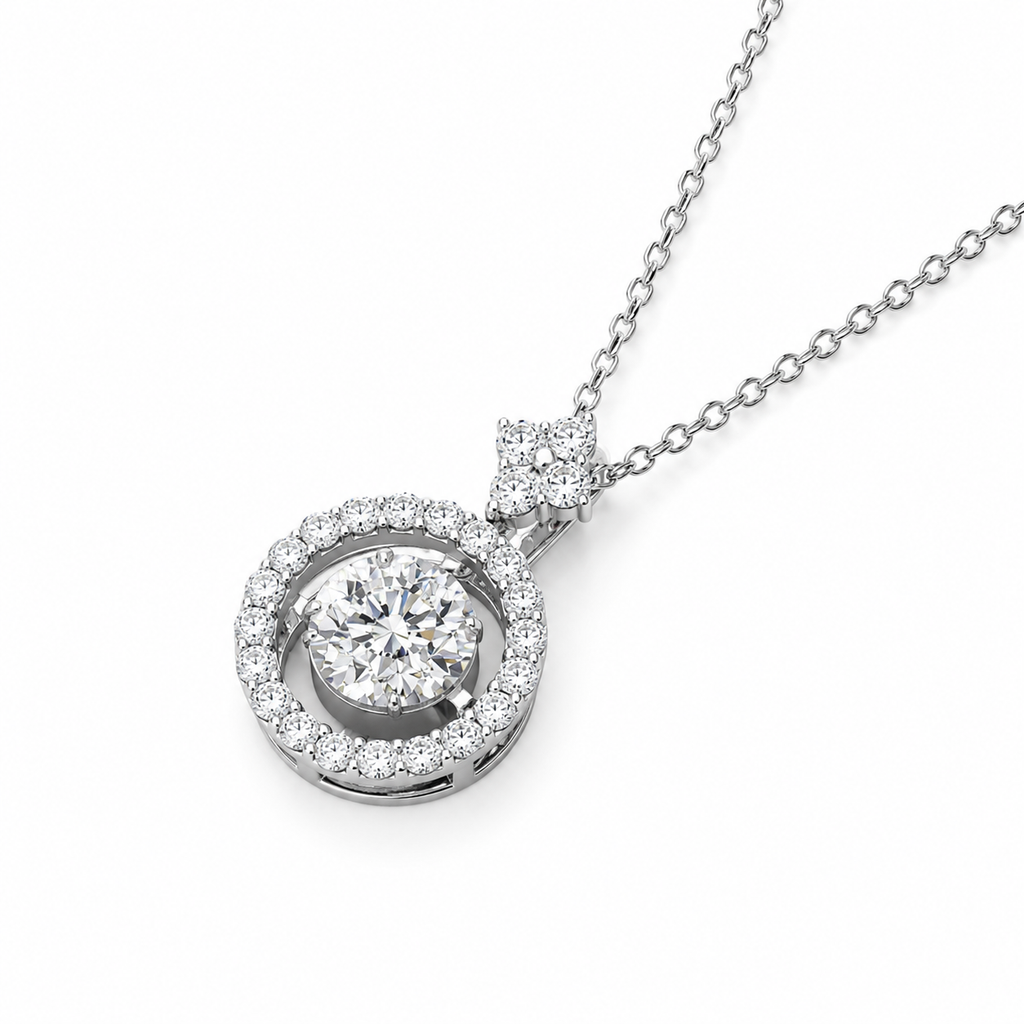 925 Sterling Silver 1CT VVS1 D Color Moissanite Halo Pendant Necklace Women