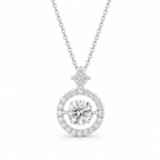 925 Sterling Silver 1CT VVS1 D Color Moissanite Halo Pendant Necklace Women