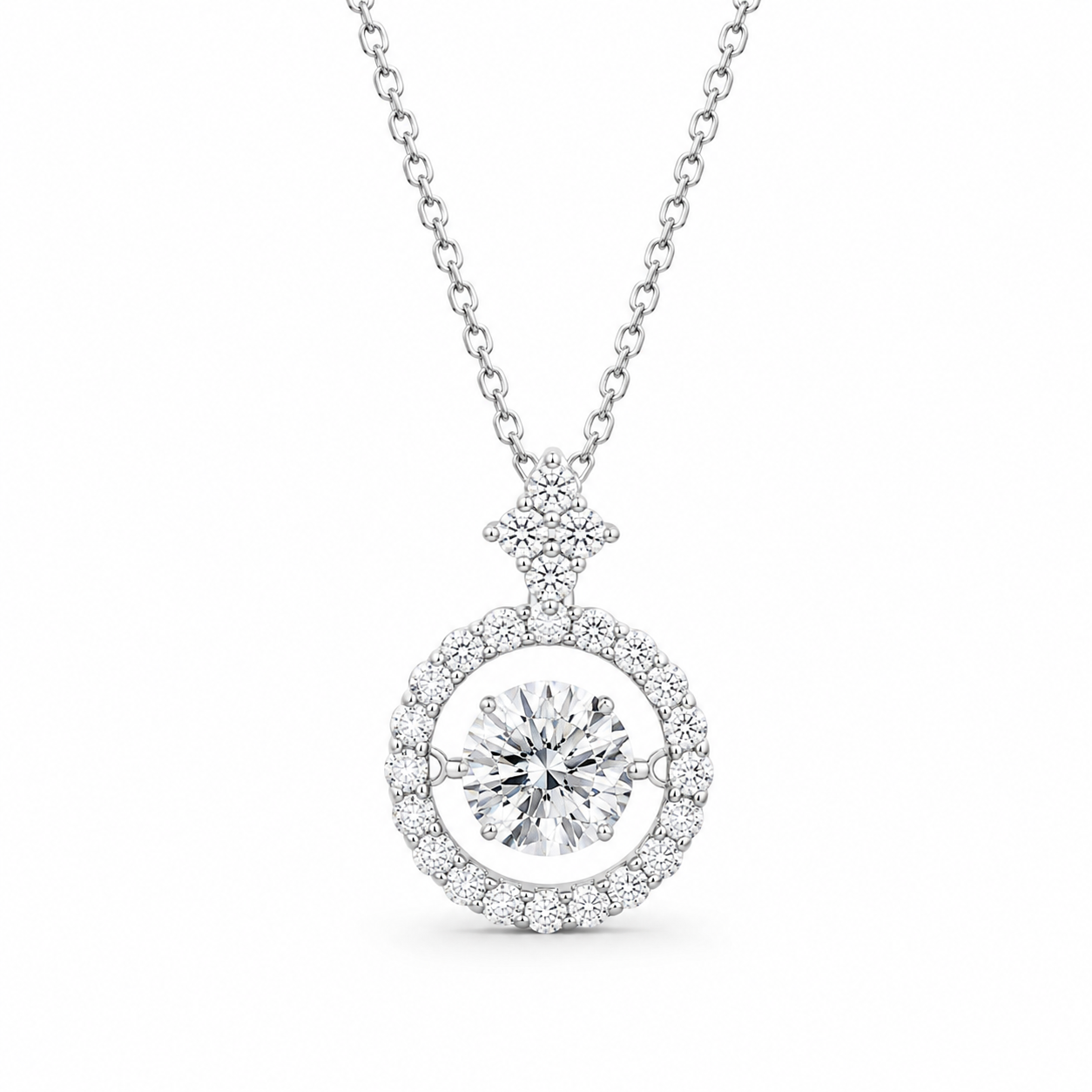 925 Sterling Silver 1CT VVS1 D Color Moissanite Halo Pendant Necklace Women