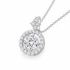925 Sterling Silver 1CT VVS1 D Color Moissanite Halo Pendant Necklace Women