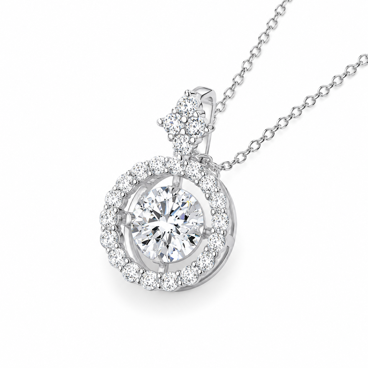 925 Sterling Silver 1CT VVS1 D Color Moissanite Halo Pendant Necklace Women