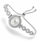 Elegant Floral Diamond Bracelet Watch for Women – Luxury Quartz Jewelry Watch