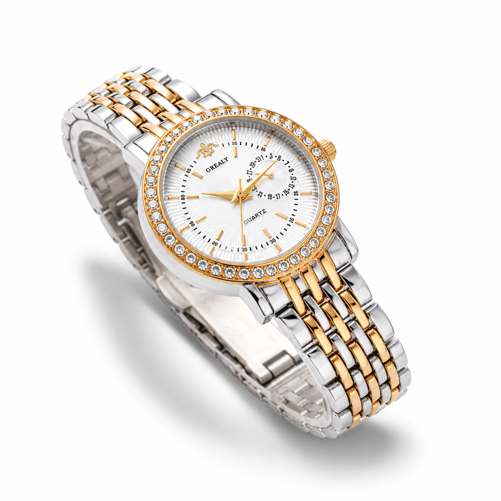 Waterproof Women's Dress Watch – Crystal Diamond Bezel Stainless Steel Quartz Watch