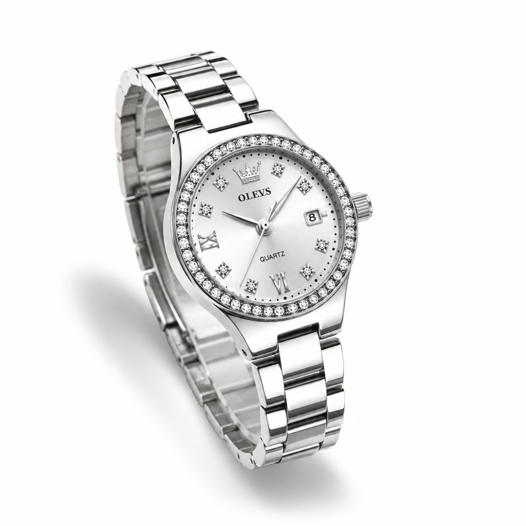 Women's Diamond Dial Watch – OLEVS Stainless Steel Luminous Quartz Wristwatch