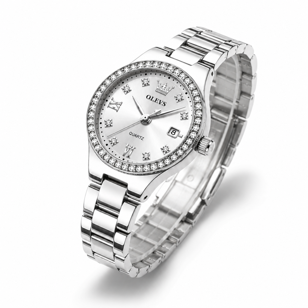 Women's Diamond Dial Watch – OLEVS Stainless Steel Luminous Quartz Wristwatch