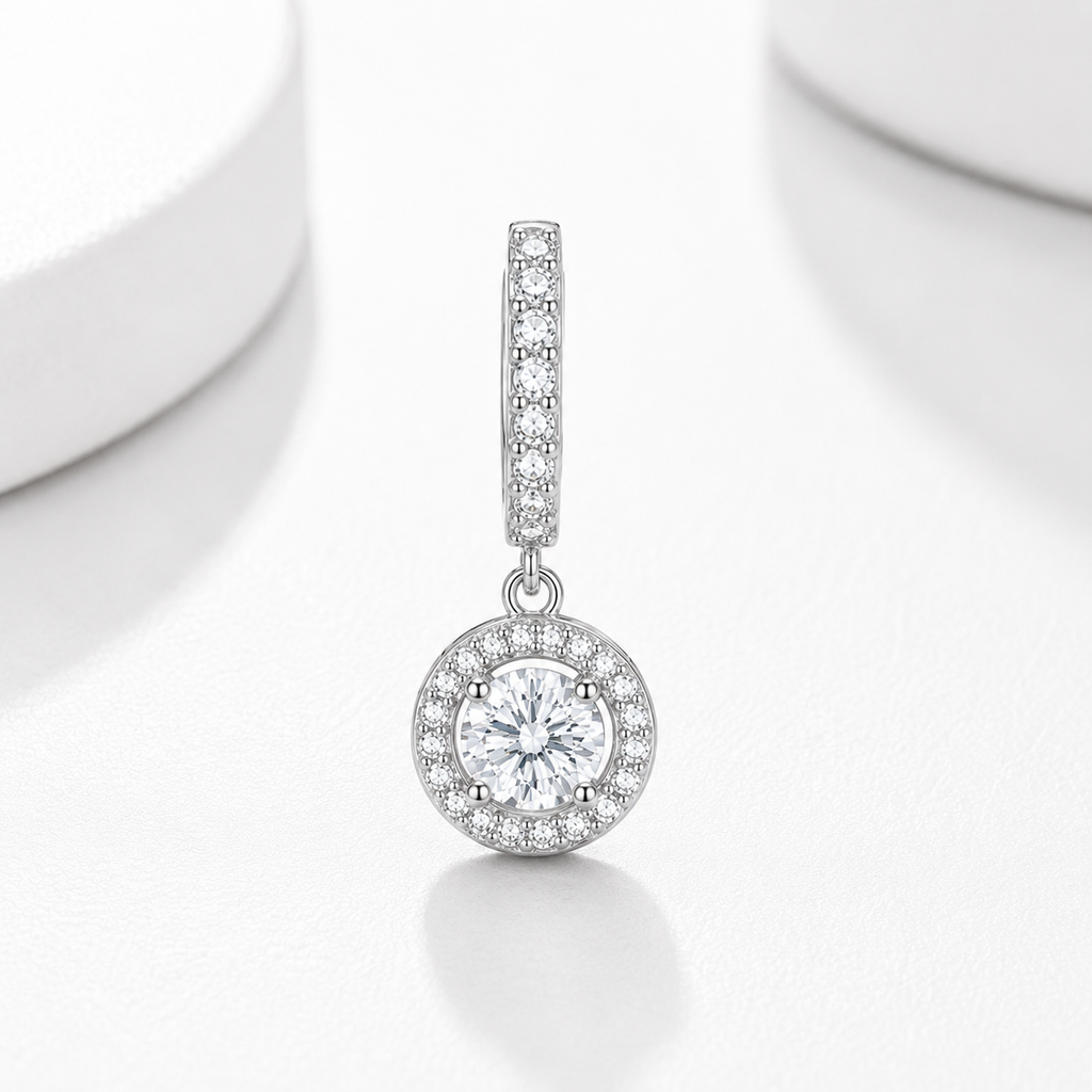 Premium D Color VVS1 Moissanite Earrings with Halo Setting