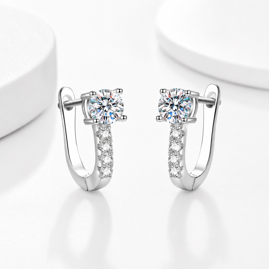 Luxury Halo Moissanite Earrings 925 Silver Wedding Jewelry