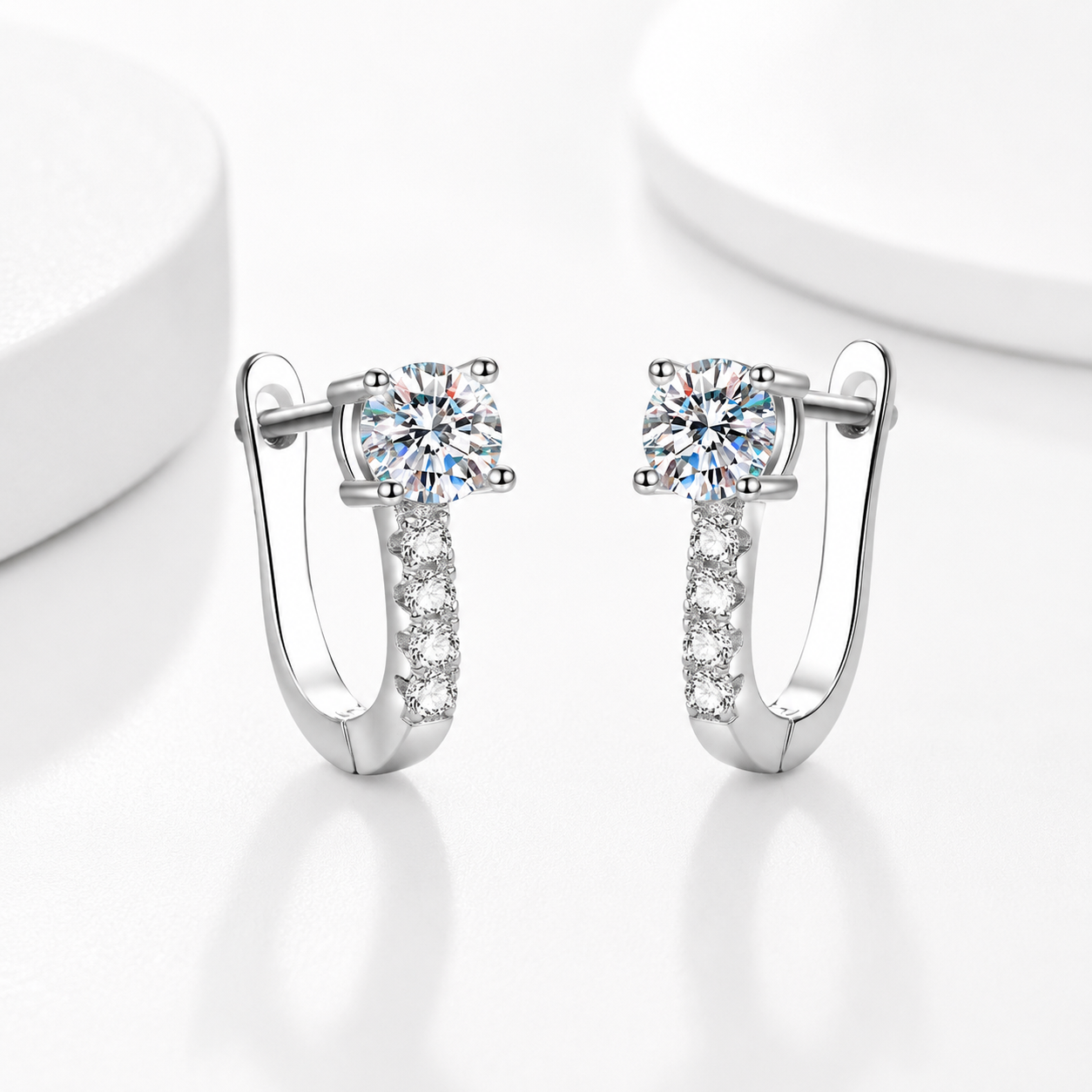 Luxury Halo Moissanite Earrings 925 Silver Wedding Jewelry