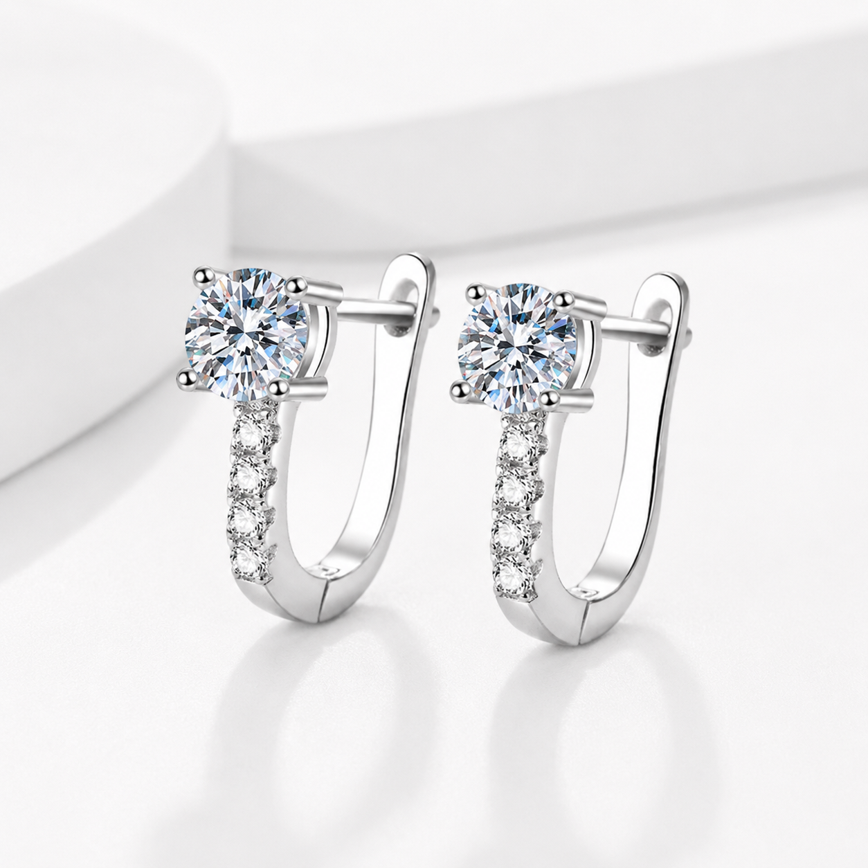 Luxury Halo Moissanite Earrings 925 Silver Wedding Jewelry