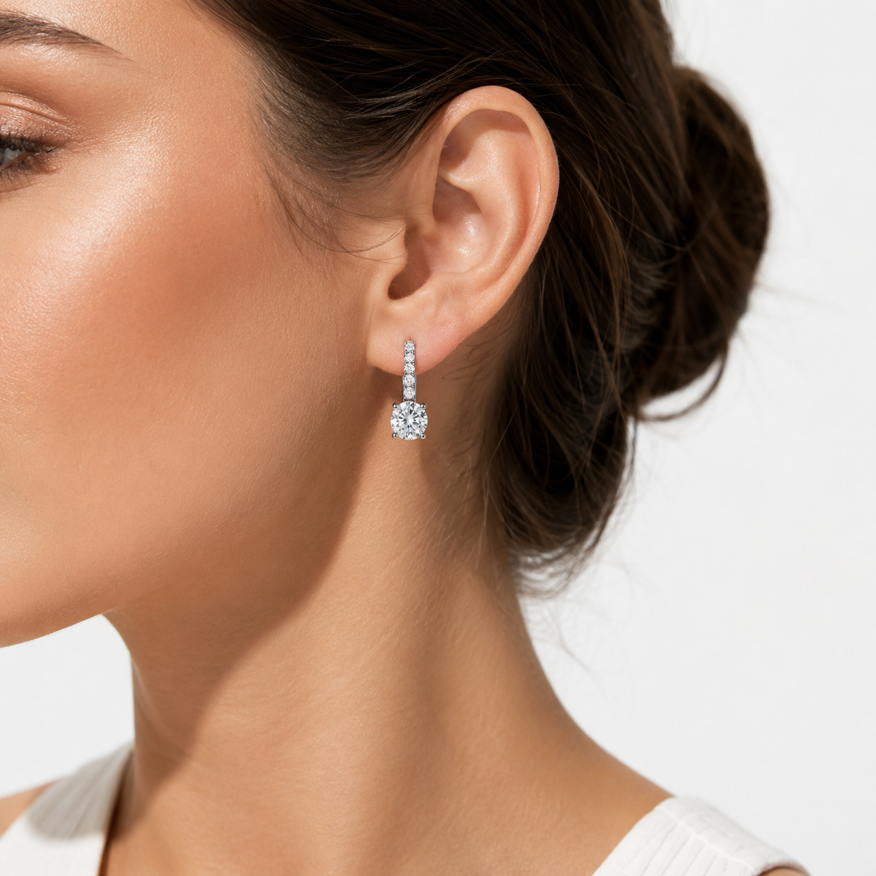Luxury Halo Moissanite Earrings 925 Silver Wedding Jewelry