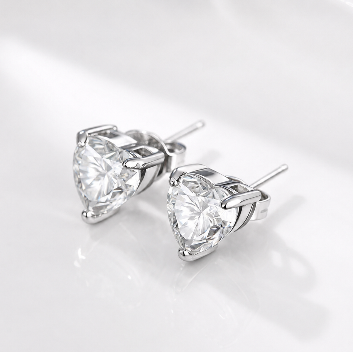 Heart Cut Moissanite Earrings 925 Sterling Silver D Color VVS1 Stud Earrings