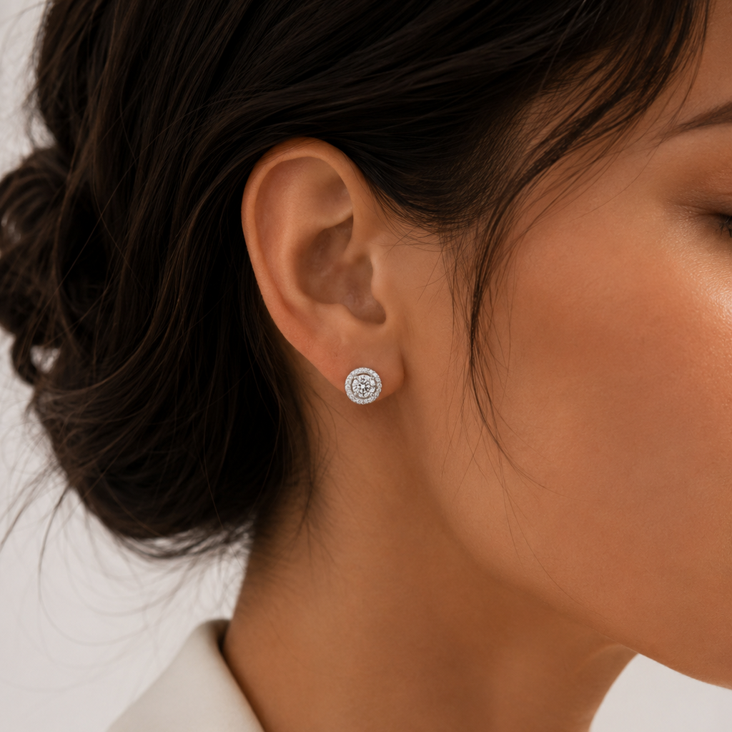 Luxury Halo Moissanite Earrings – Brilliant 925 Sterling Silver Jewelry