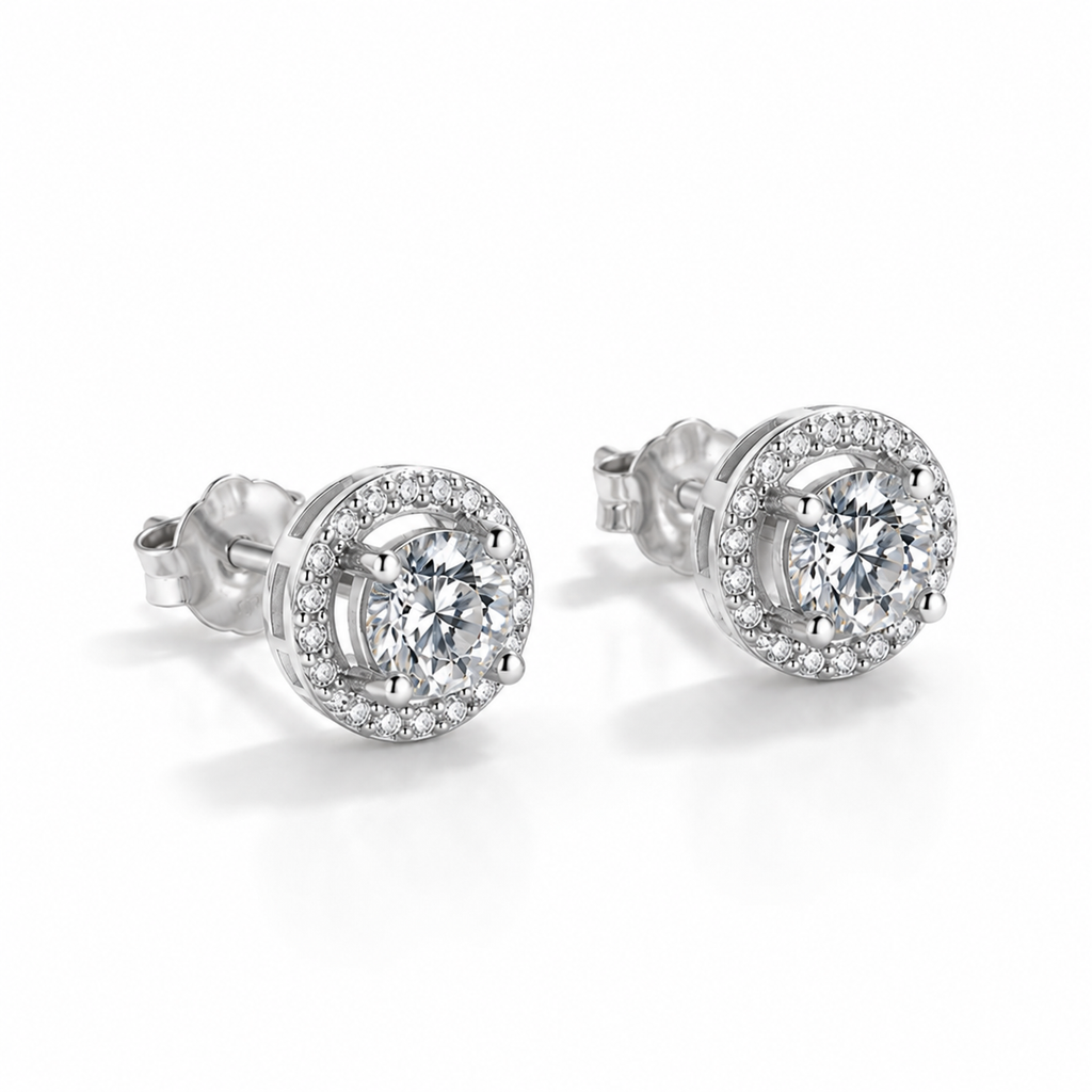 Luxury Halo Moissanite Earrings – Brilliant 925 Sterling Silver Jewelry