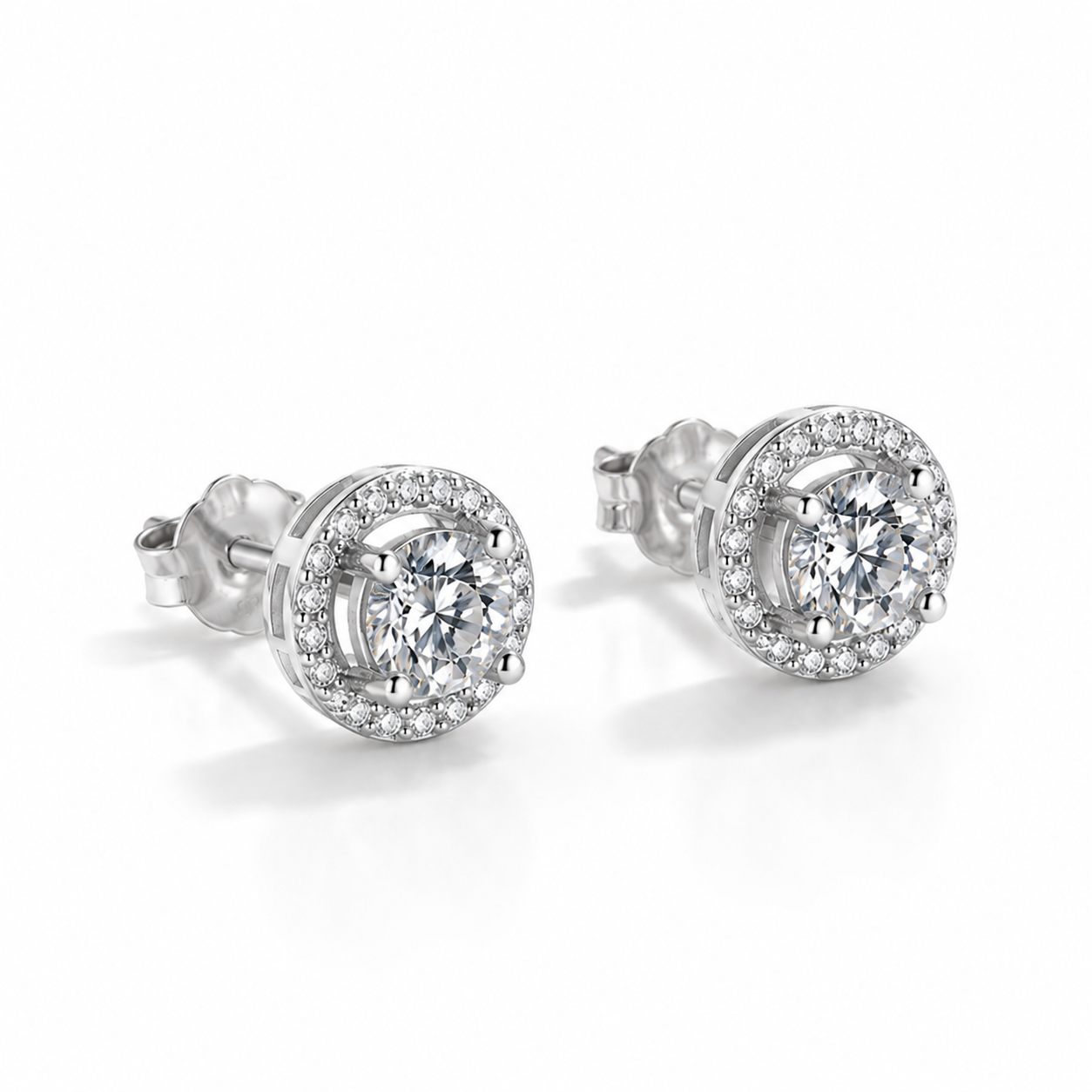 Luxury Halo Moissanite Earrings – Brilliant 925 Sterling Silver Jewelry
