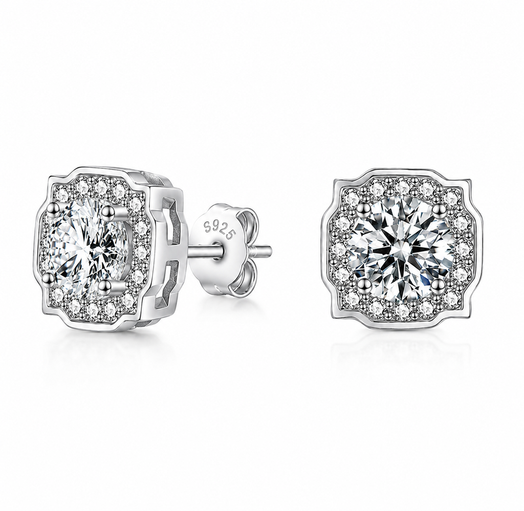Moissanite Diamond Alternative Earrings – Elegant Sterling Silver Studs