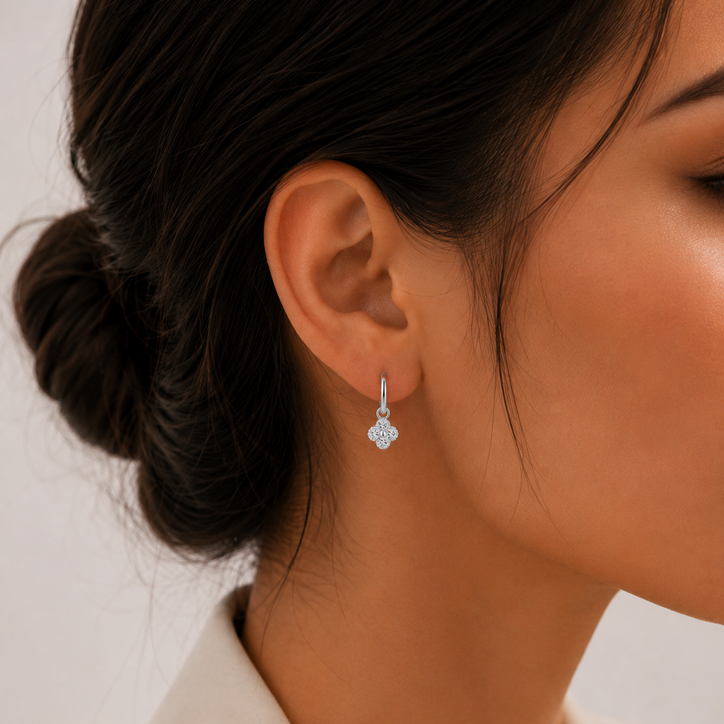 Women's Clover Moissanite Earrings – Fine Jewelry Anniversary Gift