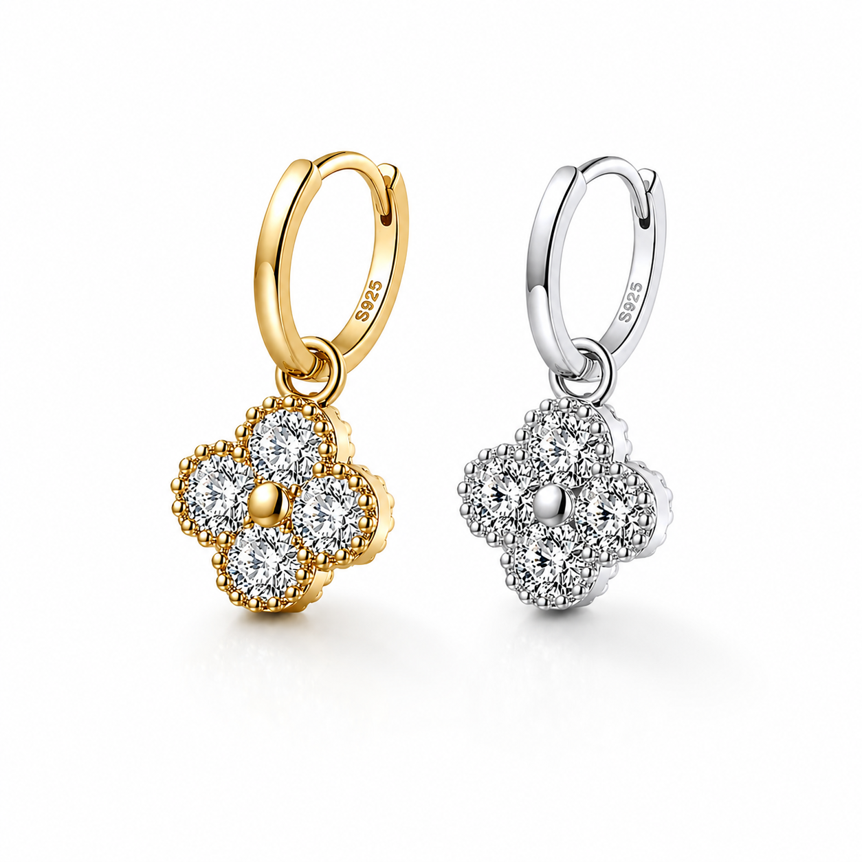 Women's Clover Moissanite Earrings – Fine Jewelry Anniversary Gift