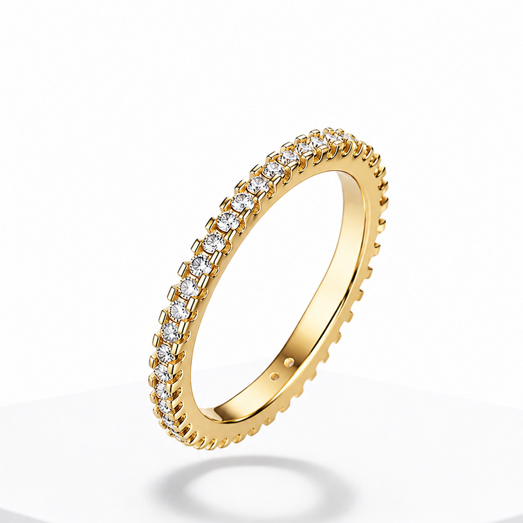 Moissanite Eternity Ring – 925 Sterling Silver Wedding Band for Women