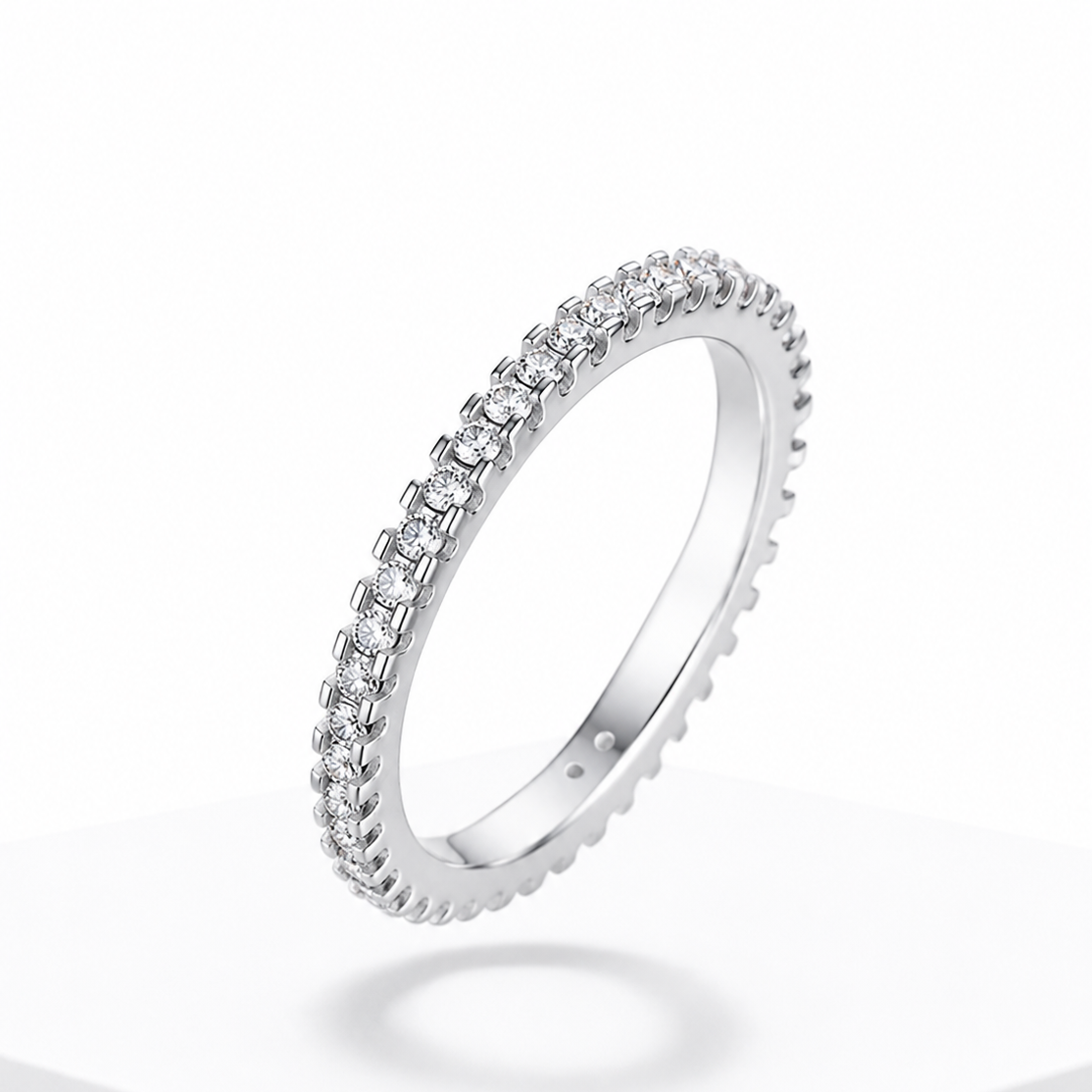 Moissanite Eternity Ring – 925 Sterling Silver Wedding Band for Women