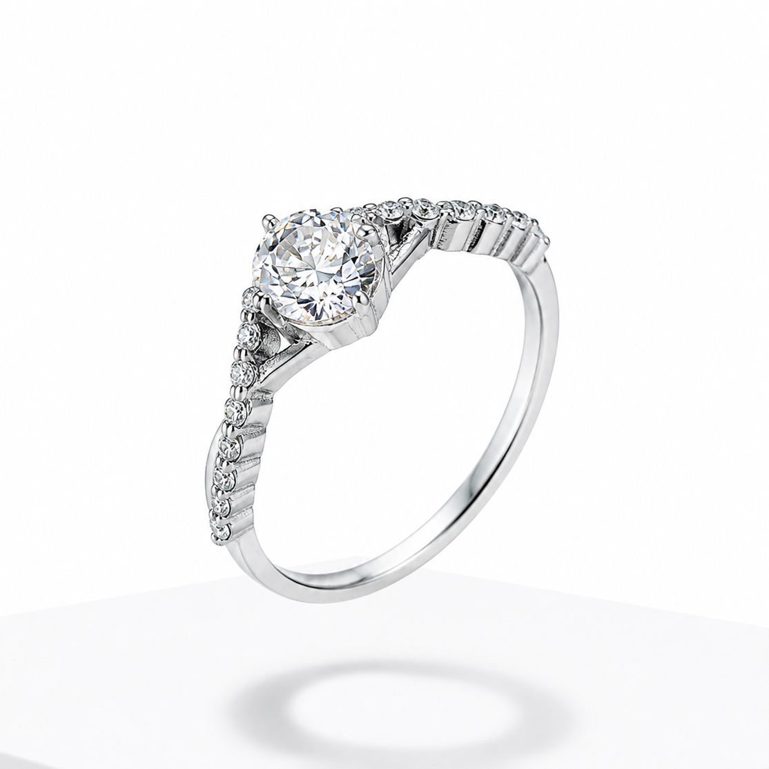Crown Moissanite Engagement Ring – Women's Sterling Silver Solitaire Promise Ring