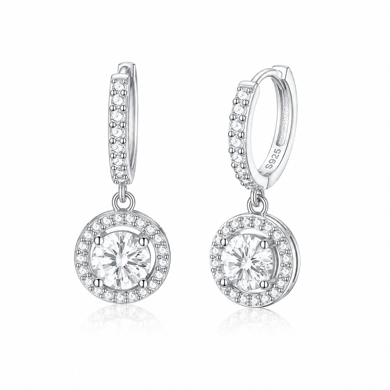 Premium D Color VVS1 Moissanite Earrings with Halo Setting