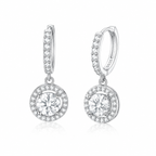 Premium D Color VVS1 Moissanite Earrings with Halo Setting