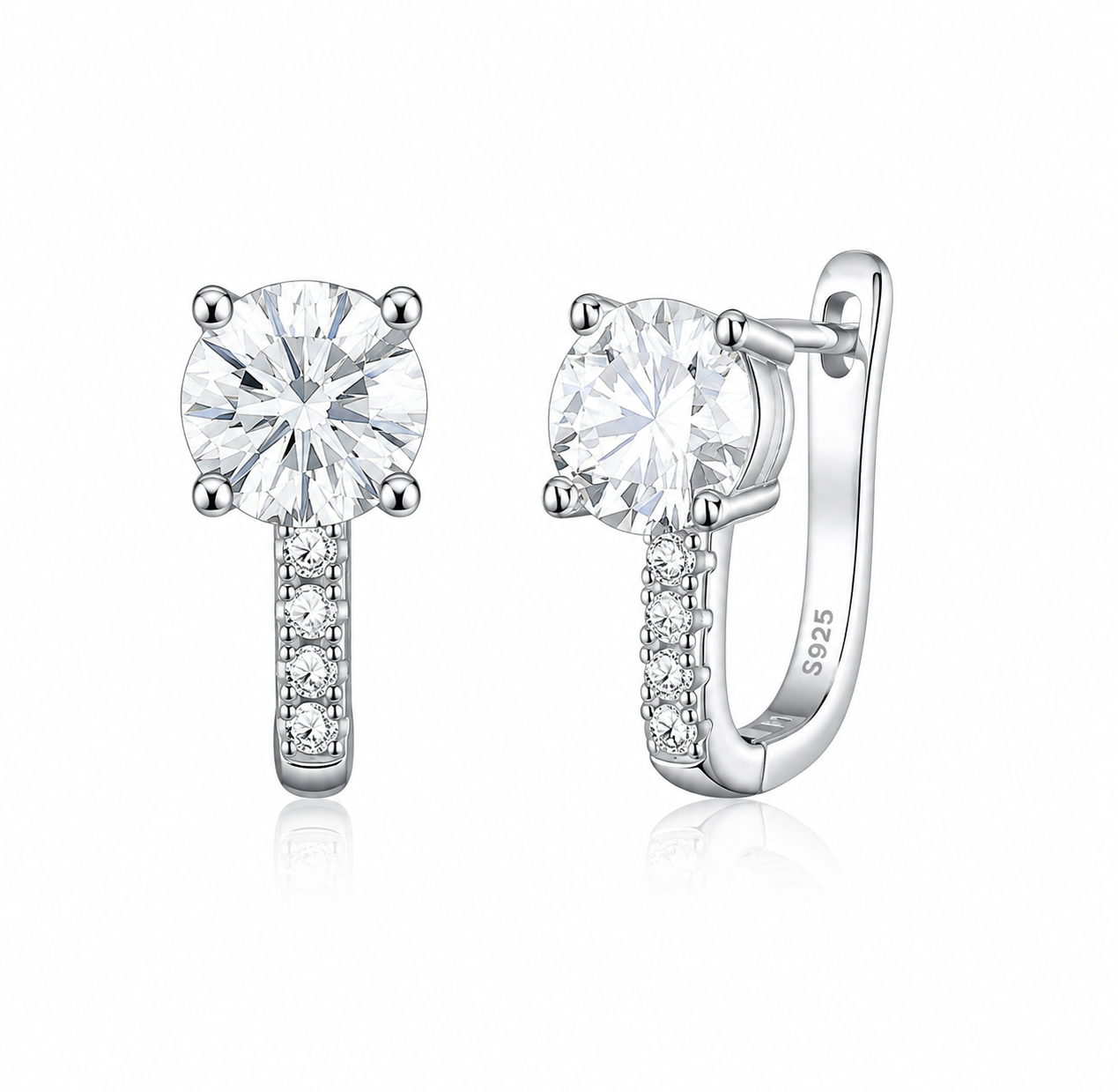 Luxury Halo Moissanite Earrings 925 Silver Wedding Jewelry