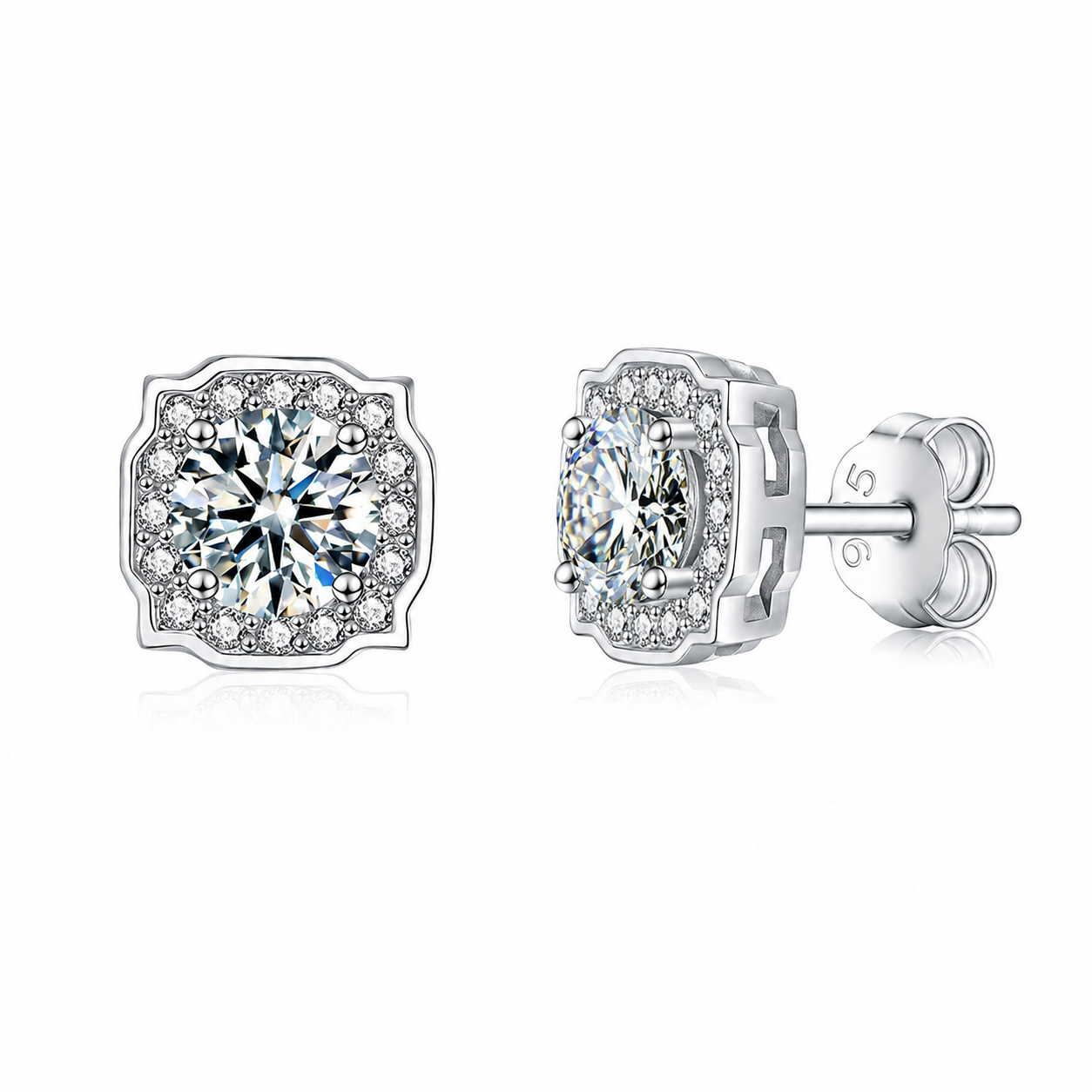 Moissanite Diamond Alternative Earrings – Elegant Sterling Silver Studs