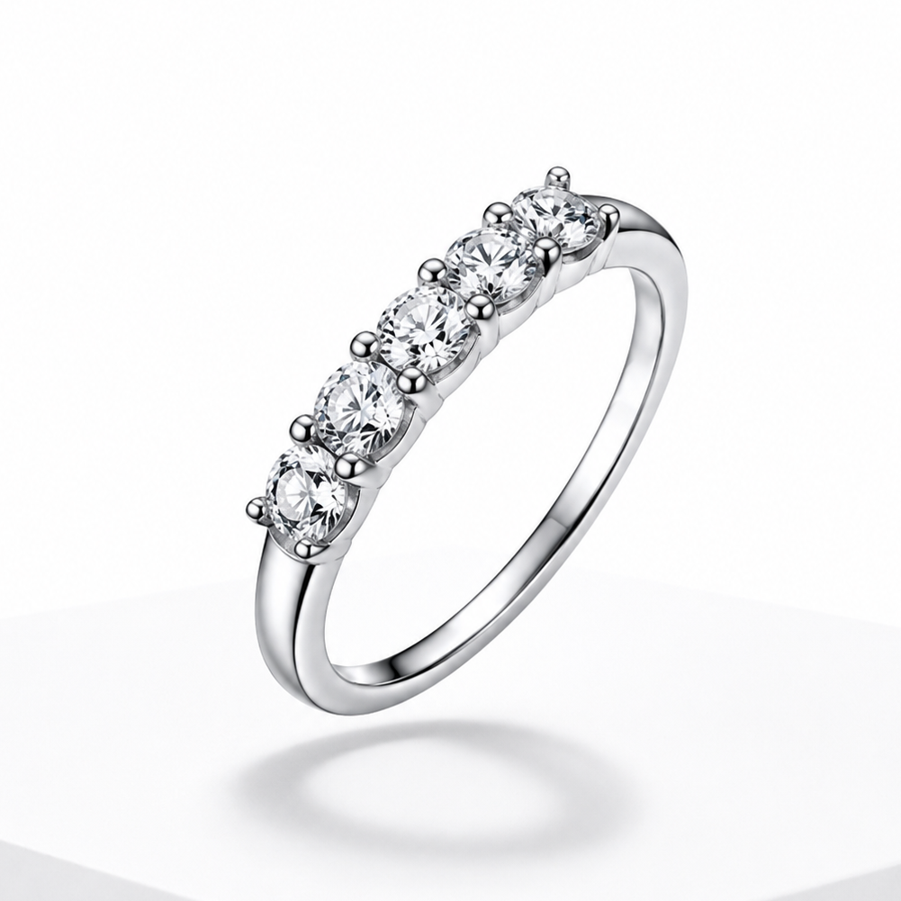 Women's Moissanite Band Ring – 925 Sterling Silver Fine Jewelry