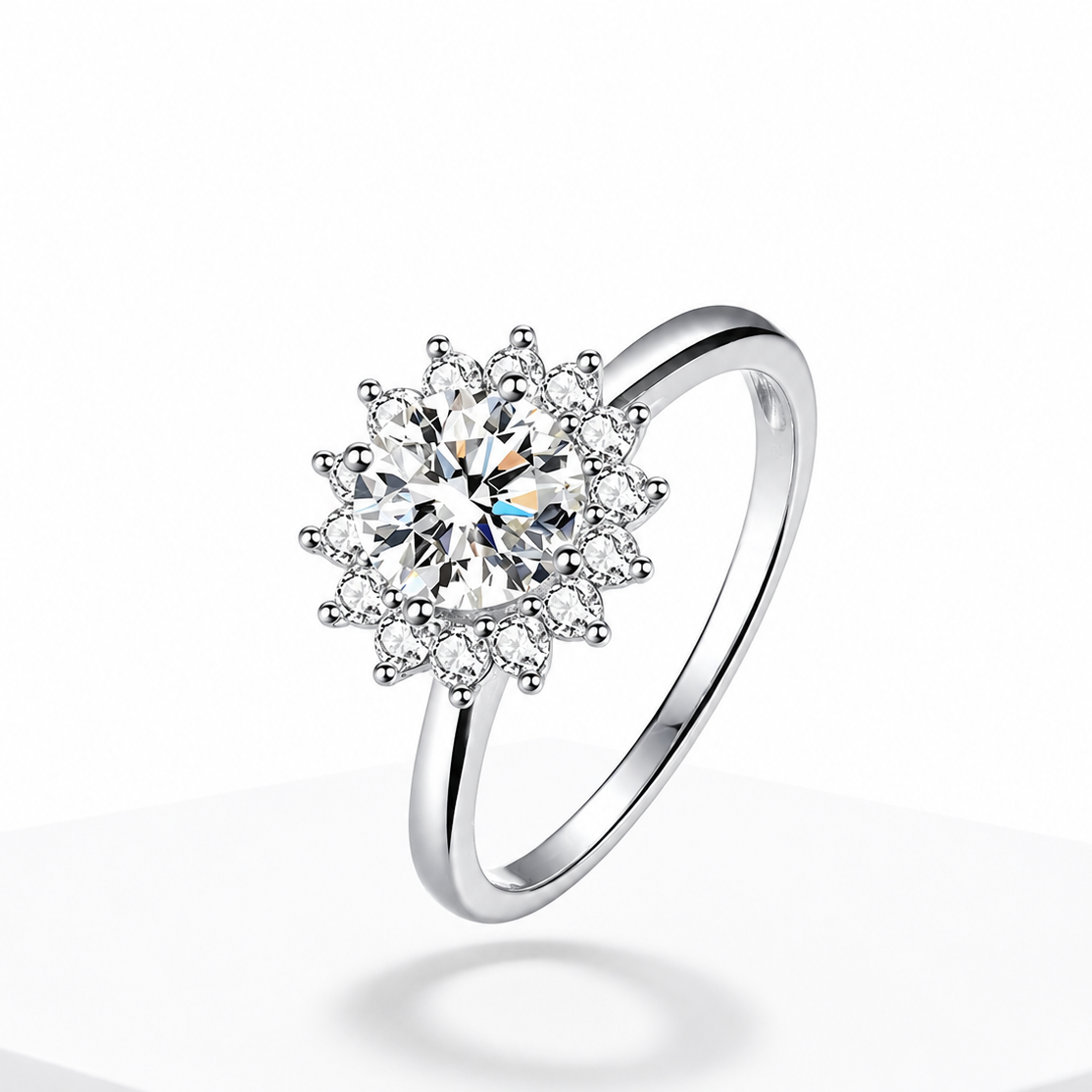 Women's Moissanite Open Ring – Sterling Silver Wedding & Promise Ring
