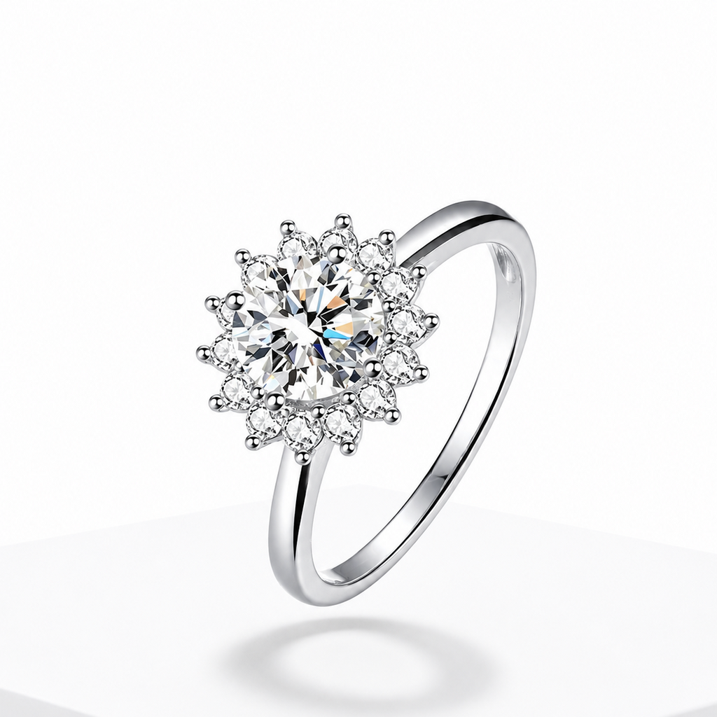 Women's Moissanite Open Ring – Sterling Silver Wedding & Promise Ring
