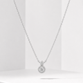 925 Sterling Silver 1CT VVS1 D Color Moissanite Halo Pendant Necklace Women