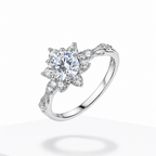 Women's Moissanite Halo Ring – Certified 1CT Sterling Silver Fine Jewelry