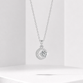 925 Sterling Silver D Color Moissanite Moon Halo Pendant Necklace Women Gift
