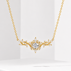 Certified Moissanite Floral Necklace – 14K Gold Filled Luxury Pendant for Women