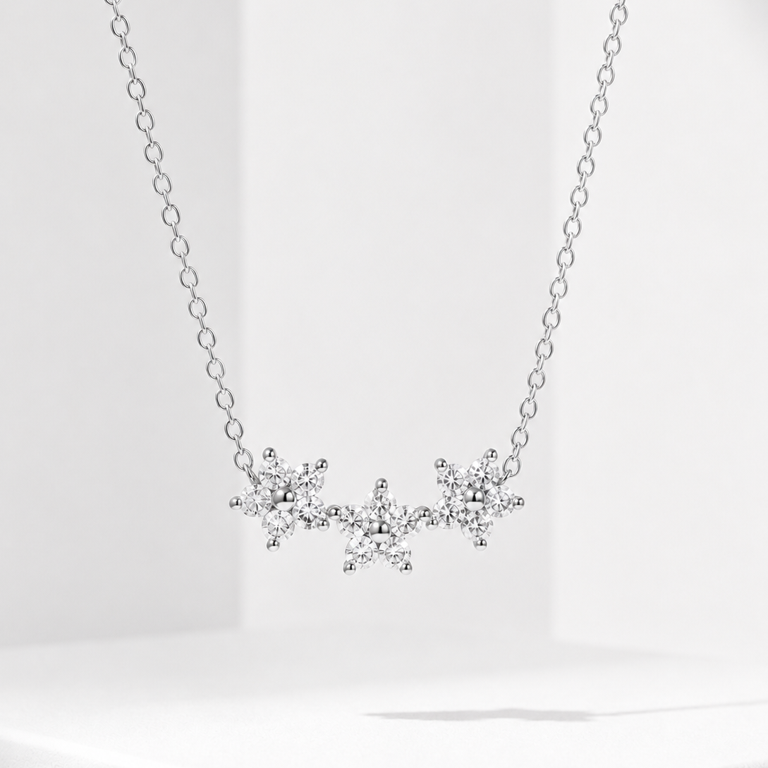 Certified Flower Moissanite Pendant Necklace – Elegant Gift for Her