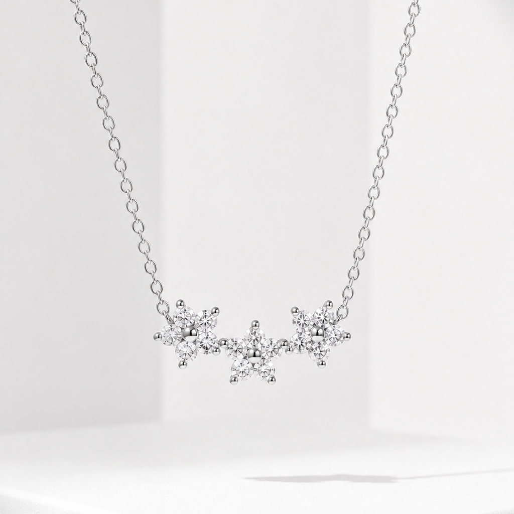 Certified Flower Moissanite Pendant Necklace – Elegant Gift for Her
