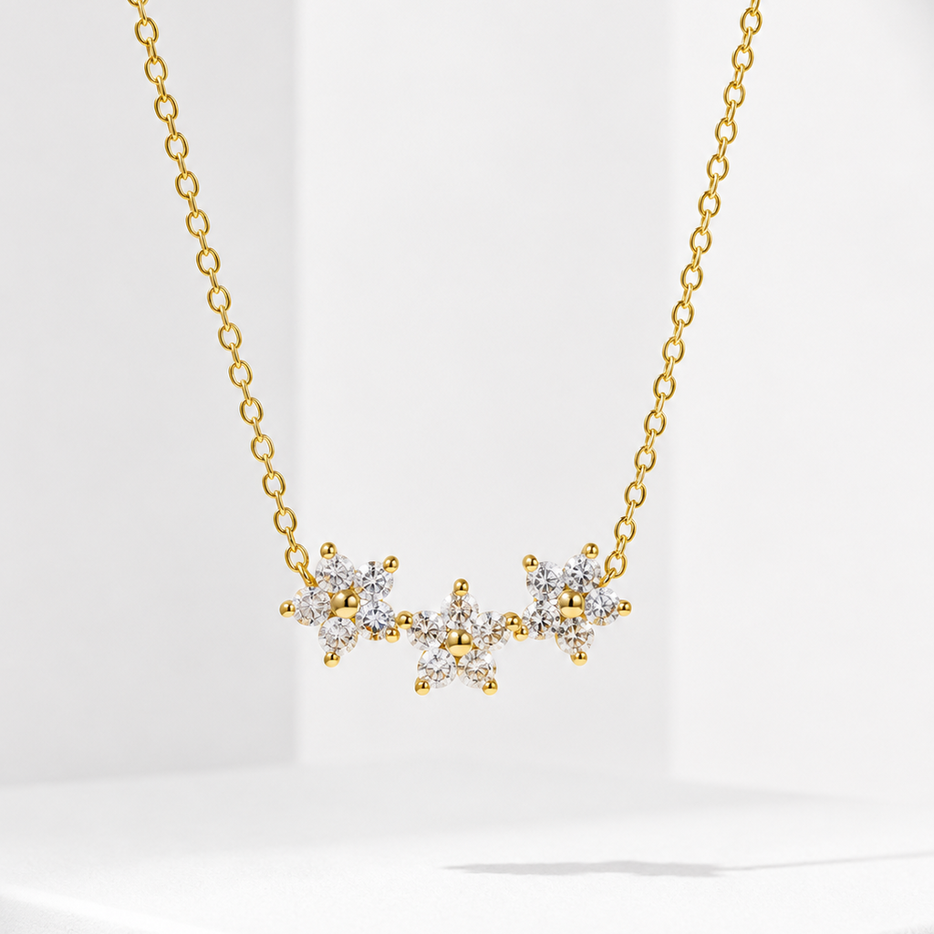 Certified Flower Moissanite Pendant Necklace – Elegant Gift for Her