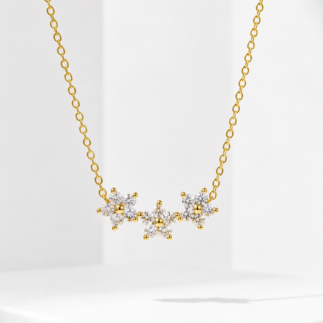 Certified Flower Moissanite Pendant Necklace – Elegant Gift for Her