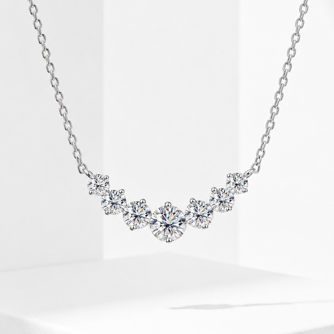 925 Sterling Silver 1.7-5CT Moissanite Pendant Necklace Women Wedding Fine Jewellery