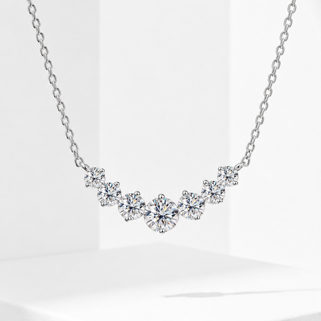 925 Sterling Silver 1.7-5CT Moissanite Pendant Necklace Women Wedding Fine Jewellery