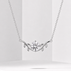 Certified 2CT Moissanite Necklace – Elegant Leaf Design Pendant for Women