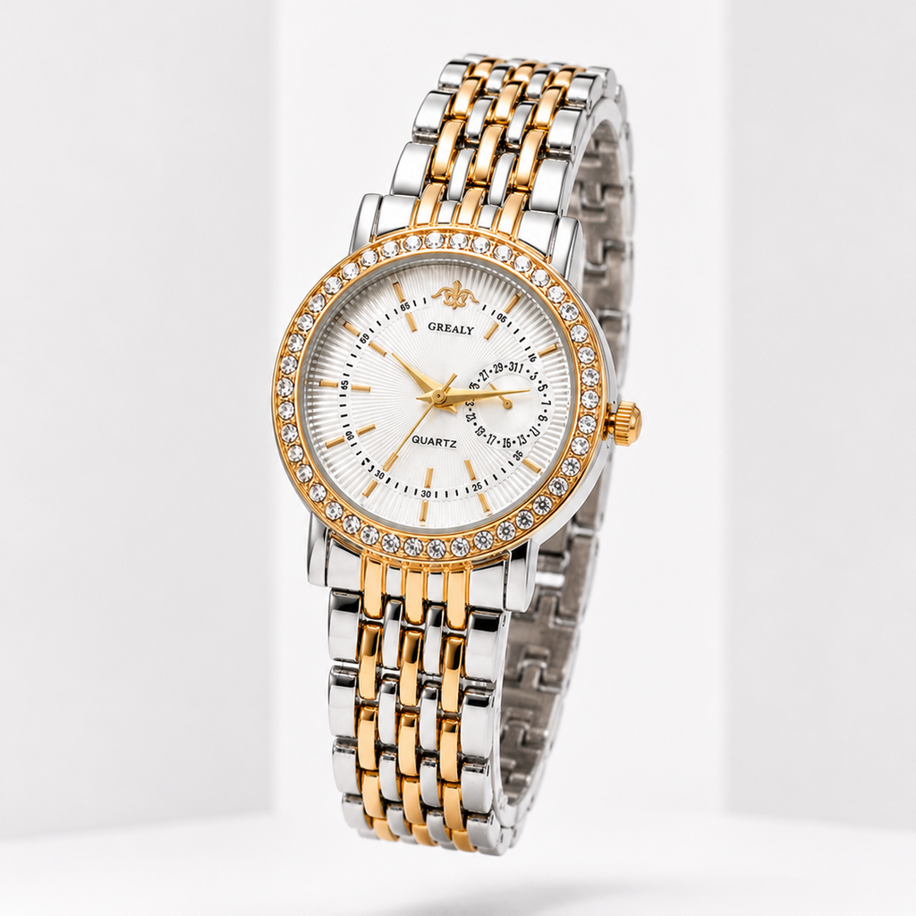 Waterproof Women's Dress Watch – Crystal Diamond Bezel Stainless Steel Quartz Watch