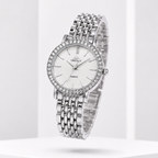 Waterproof Women's Dress Watch – Crystal Diamond Bezel Stainless Steel Quartz Watch