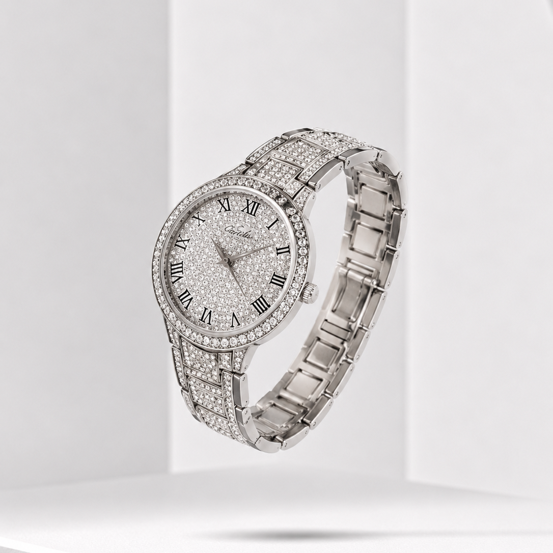 Elegant Crystal Quartz Watch for Women – Luxury Fashion Timepiece